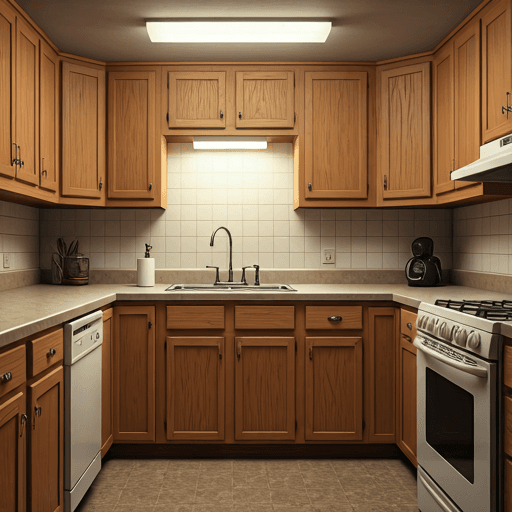 Old kitchen before AI interior design renovation transformation