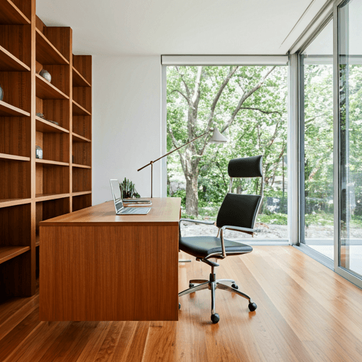 Sleek modern home office after AI decoration app redesign