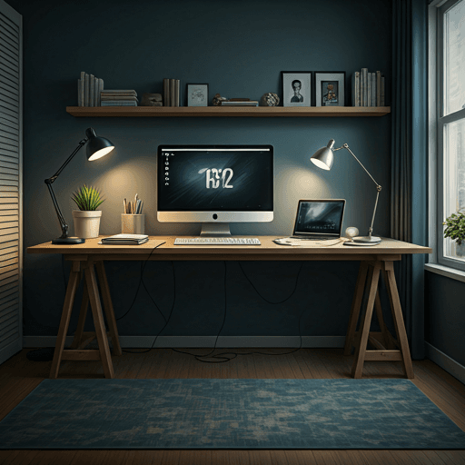 Messy home office before AI room design transformation